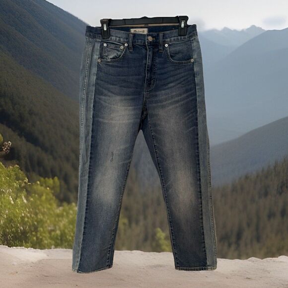 NWOT Chic Madewell Cruiser Straight Crop Jeans Pieced Edition Blue 28 Distressed - Picture 8 of 9